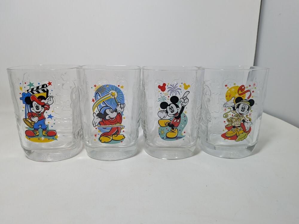 McDonald's 2000 Walt Disney World Celebration Mickey Mouse Square Glasses (4)